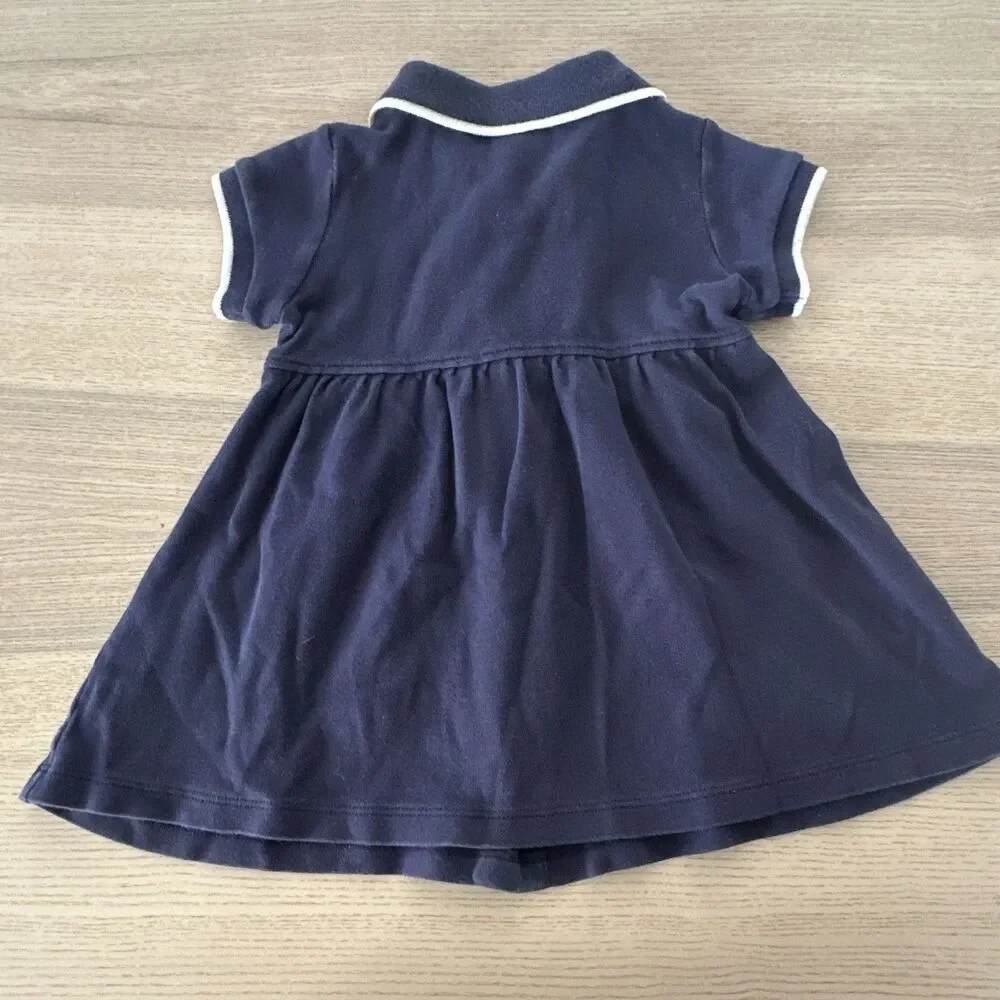Vintage Ralph Lauren Girls 12-18 Months Navy Polo Cotton Knit Shirt Dress baby